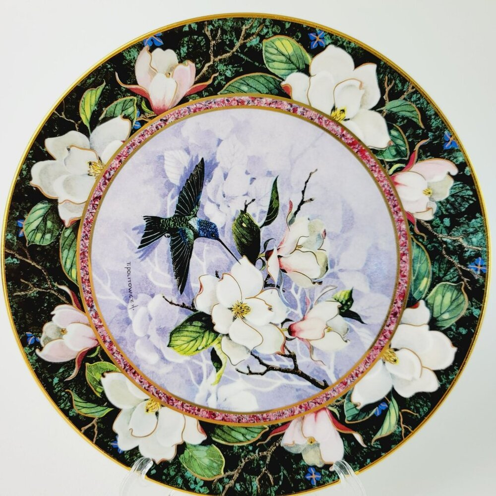 Vintage Royal Doulton White Necked Jacobin Hummingbird Plate Franklin Mint LE